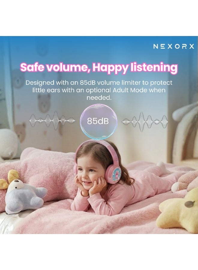 NEXORX NexTunes 001 Junior Kids Headphones – Bluetooth 5.3, 8 Hours Playtime, Built-in Mic, Safe 85dB Volume Limit, Comfortable & Lightweight for Ages 3+ Pink - Image 3